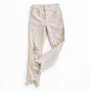 Distressed Cream Jeans 30